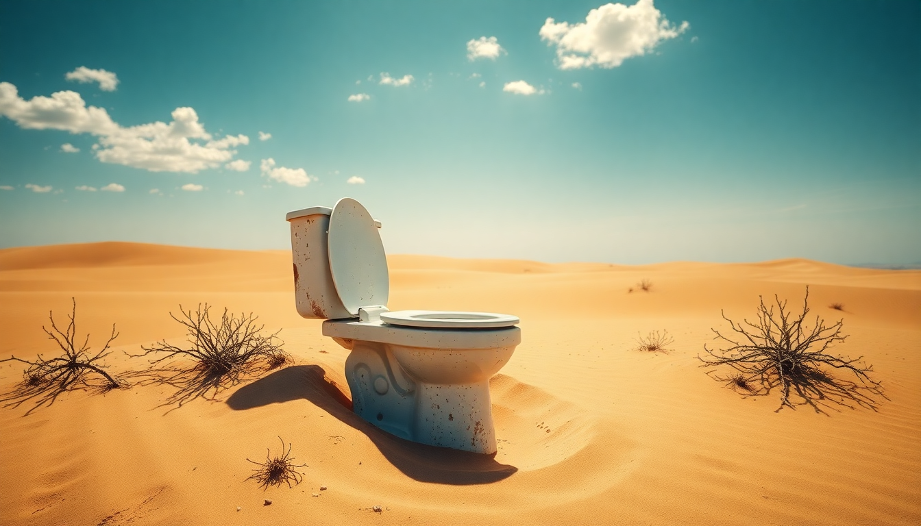 Cesso nel deserto: un simbolo di follia o una riflessione sulla civiltà?