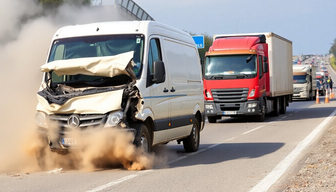 Incidente sulla A5 a Lessolo: Furgone Distrutto e Traffico Bloccato