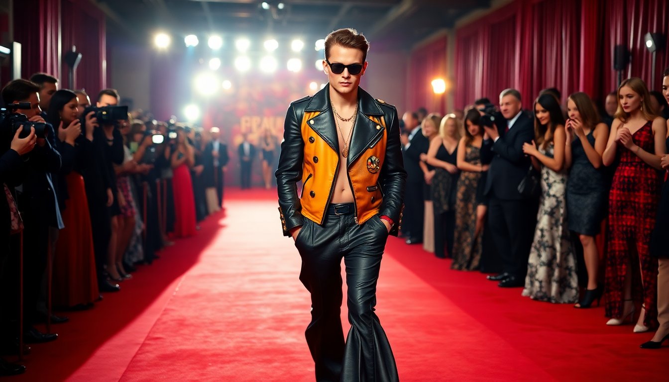 Pier Pellencin sfila sul red carpet con uno stile audace e provocatorio
