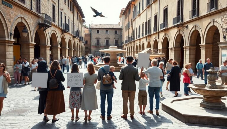 Protesta dei genitori a Foligno nella Quintana: richieste sui nidi comunali