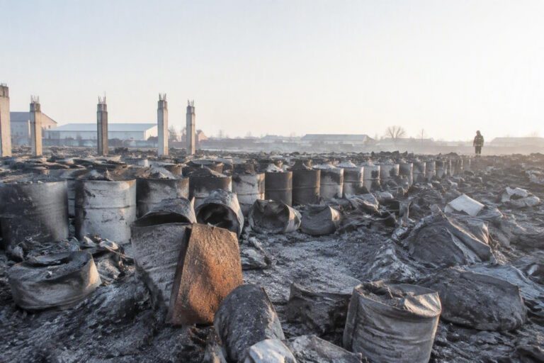 Fuoco in deposito di rifiuti a Terni, intervento dei vigili del fuoco