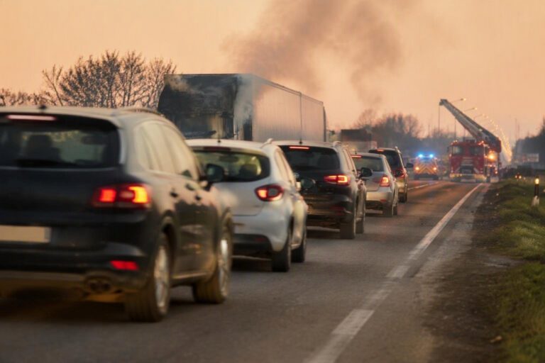 Tir in fiamme sulla statale 75 blocca il traffico tra Bastia e Ospedalicchio