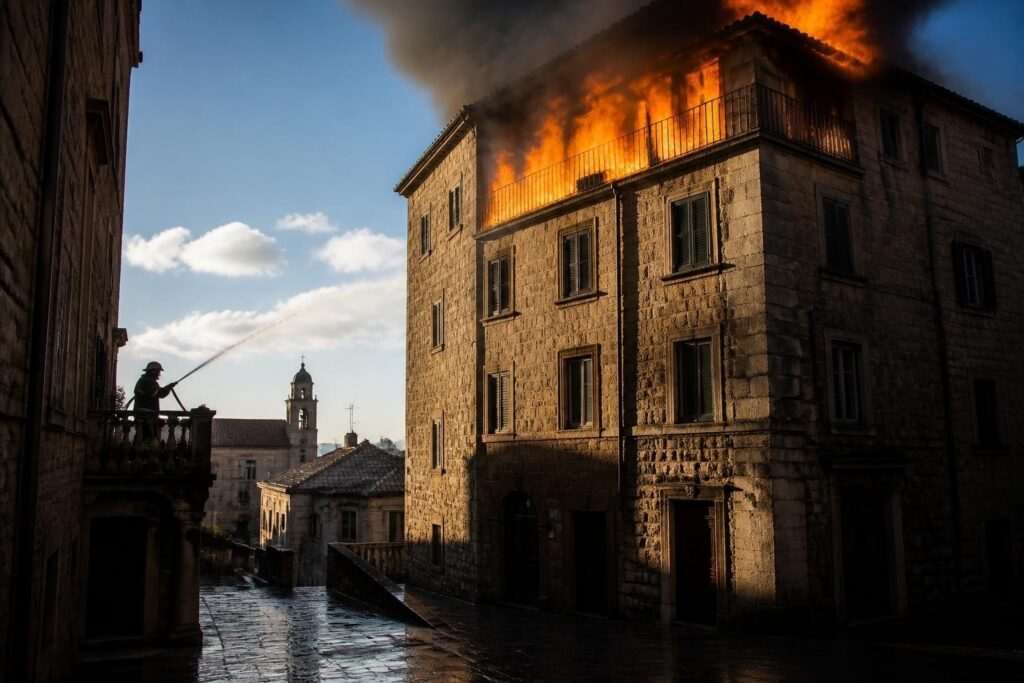 Fuoco sul terrazzo di un appartamento a Foligno fermato in tempo