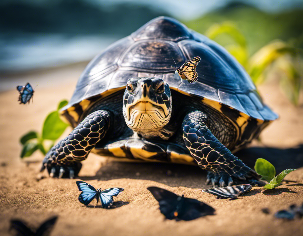 Tortugas y mariposas tienen una relación simbiótica