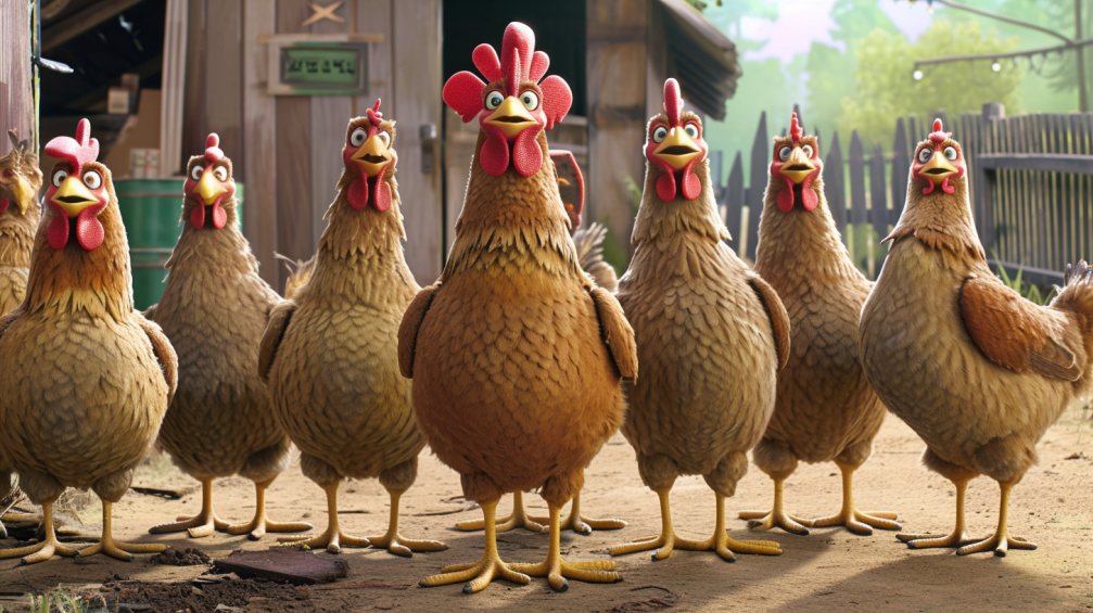 Los animales de la película «Pollitos en fuga»