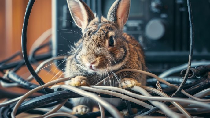 ¿Por qué los conejos roen los cables?