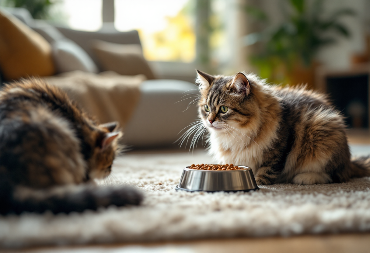 Opzioni di cibo per gatti senior in una ciotola