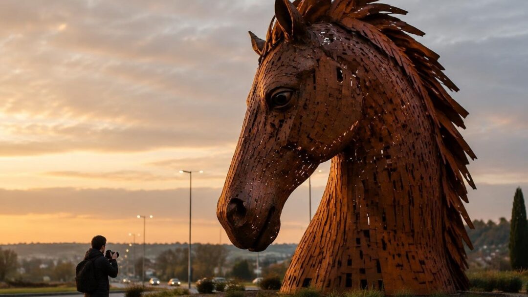 Escultura de acero celebra las 17 Contrade en la entrada de Siena