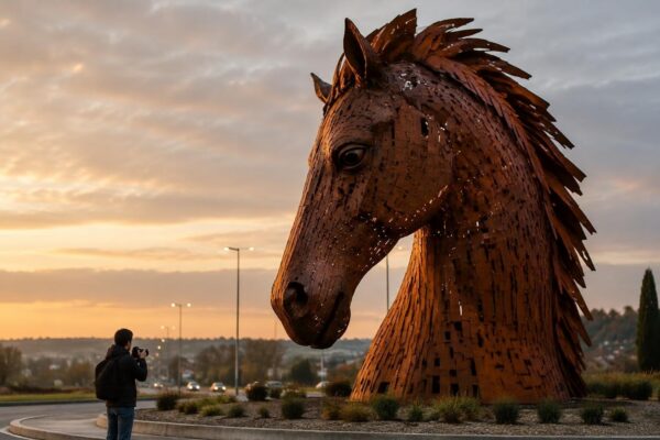 Escultura de acero celebra las 17 Contrade en la entrada de Siena