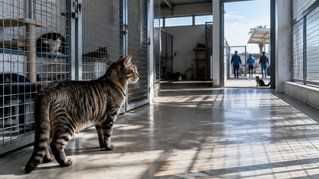 Gato Fede, de 4 años, espera adopción en el refugio de Almería