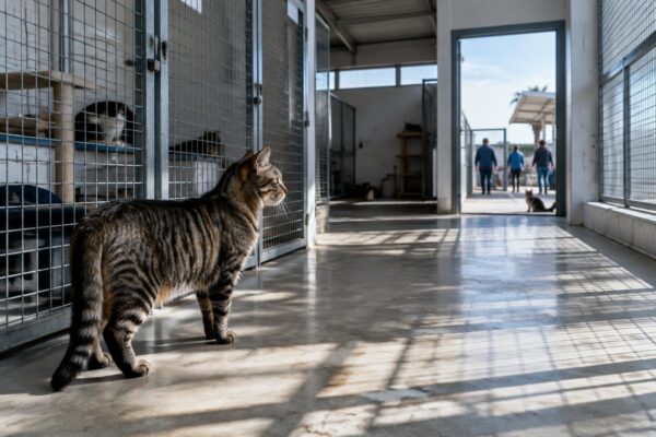Gato Fede, de 4 años, espera adopción en el refugio de Almería