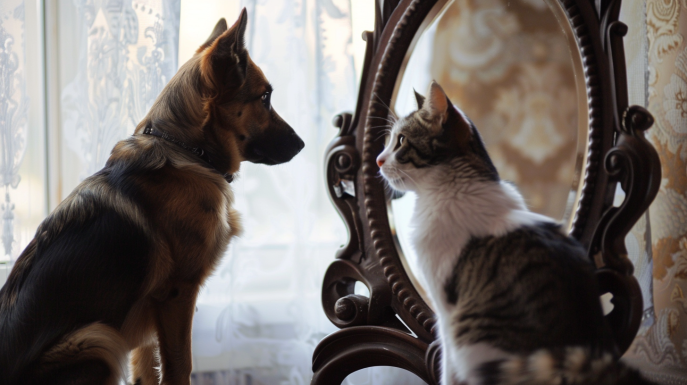 Cosa vedono i cani e i gatti allo specchio?