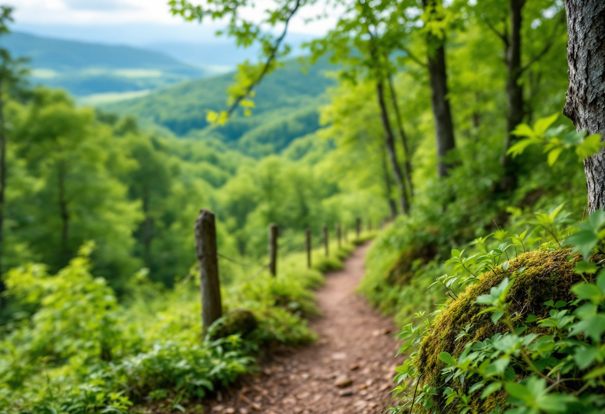 Cane che cammina felice in un sentiero naturale
