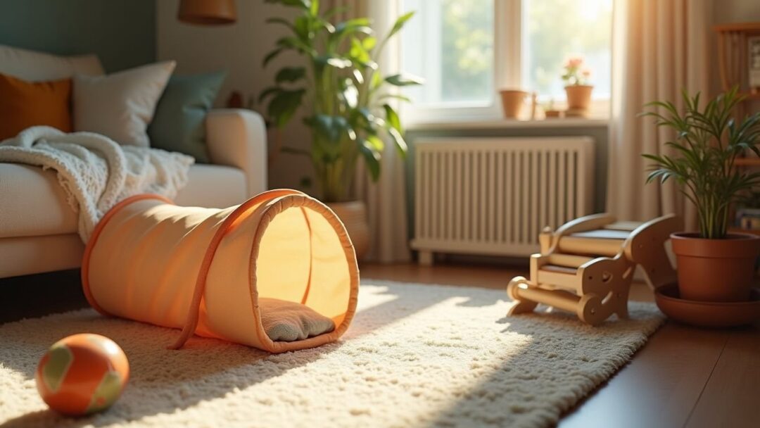 Arricchimento per gatti in casa con percorsi, odori e giochi