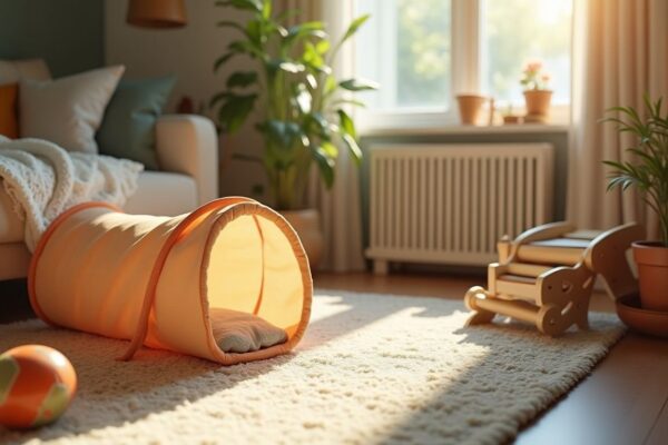 Arricchimento per gatti in casa con percorsi, odori e giochi