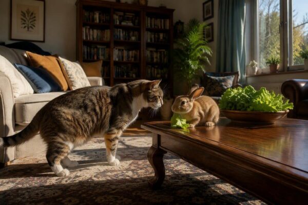 Convivenza tra gatti e conigli: protocollo sereno in casa