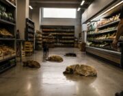 Licata: cani randagi trovano sollievo dal caldo nell'androne di un supermercato