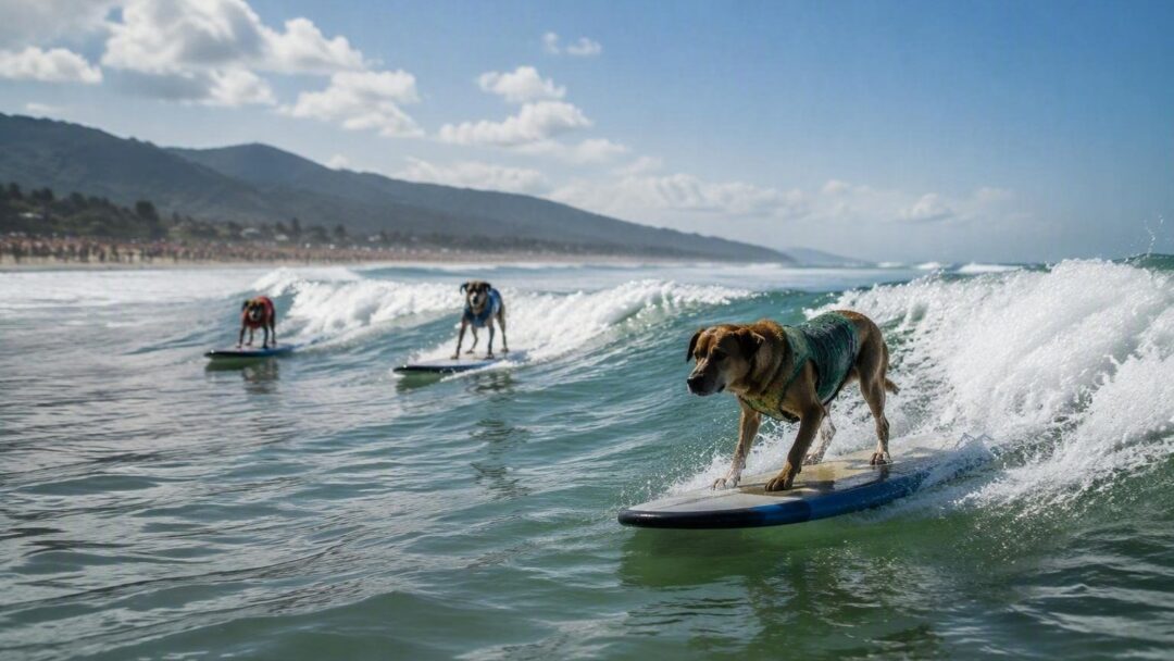 Pacifica, California: cani si sfidano sulle onde al Dog Surfing Championship