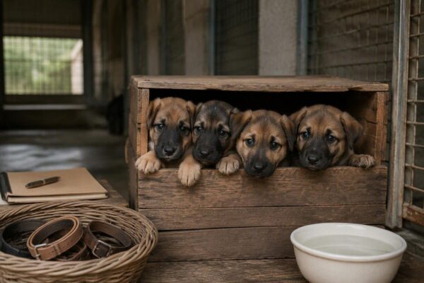 Quattro cuccioli di cane pastore cercano una nuova famiglia: la loro storia commovente