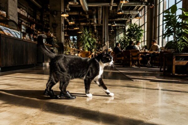 Gatti al Crazy Cat Café testano le scarpe Bata FW26/27