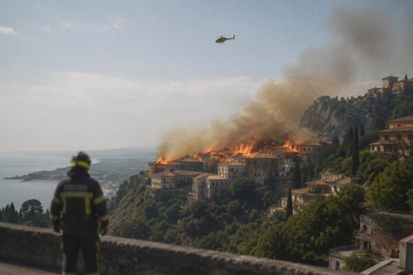 Incendio a Taormina: evacuazioni e interventi delle forze dell'ordine
