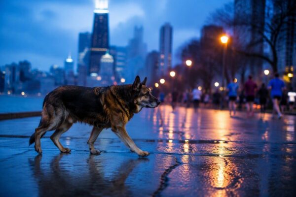 Cane anziano di ex vincitrice e il clima che elimina primavera