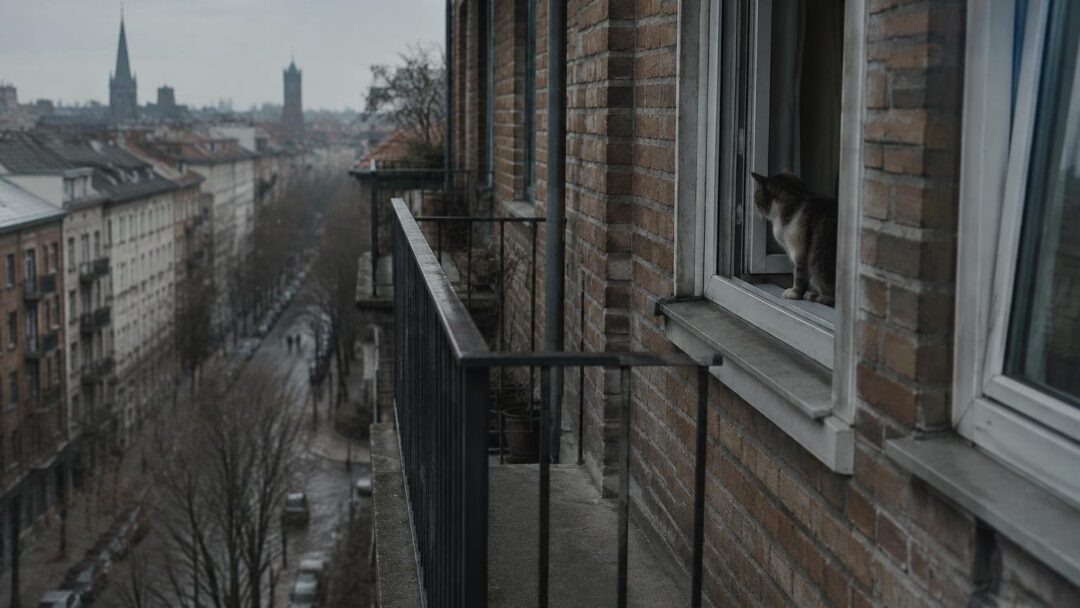 Posizioni bizzarre: il gatto alla finestra e il balcone