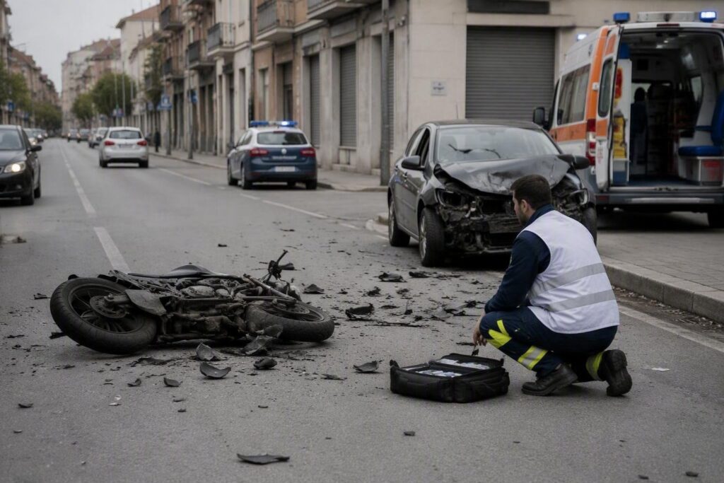 Incidente tra auto e moto in via Pescara: soccorsi e rilievi in corso