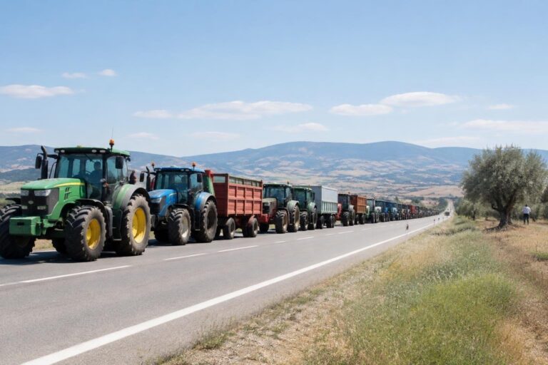 Dimostrazione dei contadini lucani: vie chiuse da trattori e autotreni