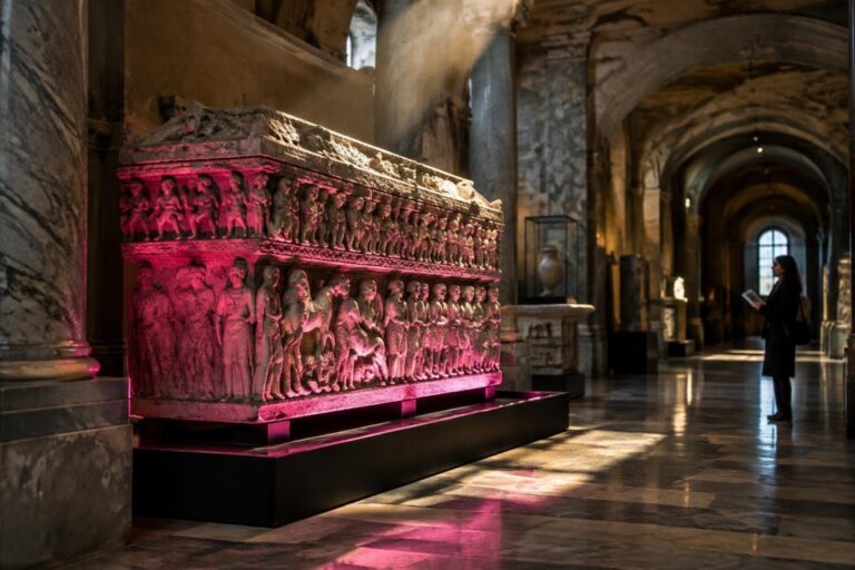 Illuminazione rosa del sarcofago di Rapolla a sostegno della lotta al seno