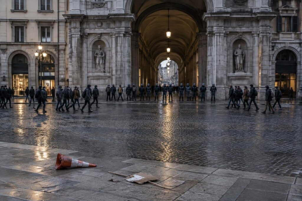 Violenti scontri a Brescia: la polizia chiude la Galleria Tito Speri