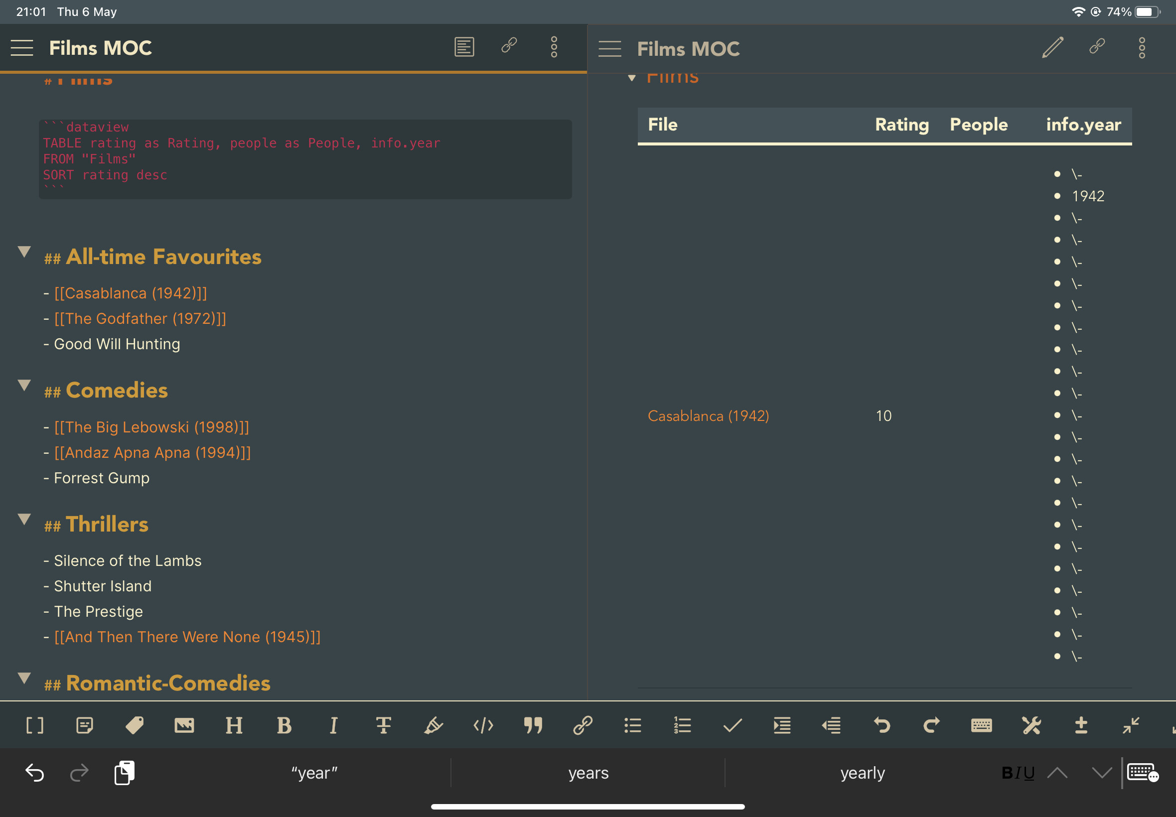 Come trasformare le note in un database con Obsidian e Dataview