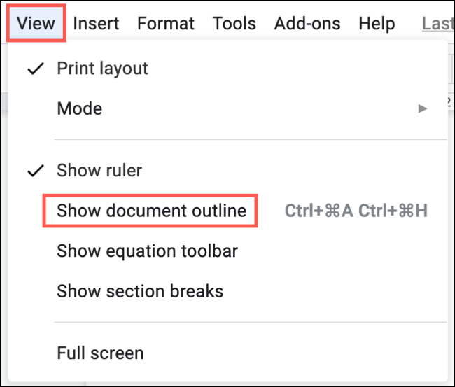 Come creare contorni di documenti in Google Documenti