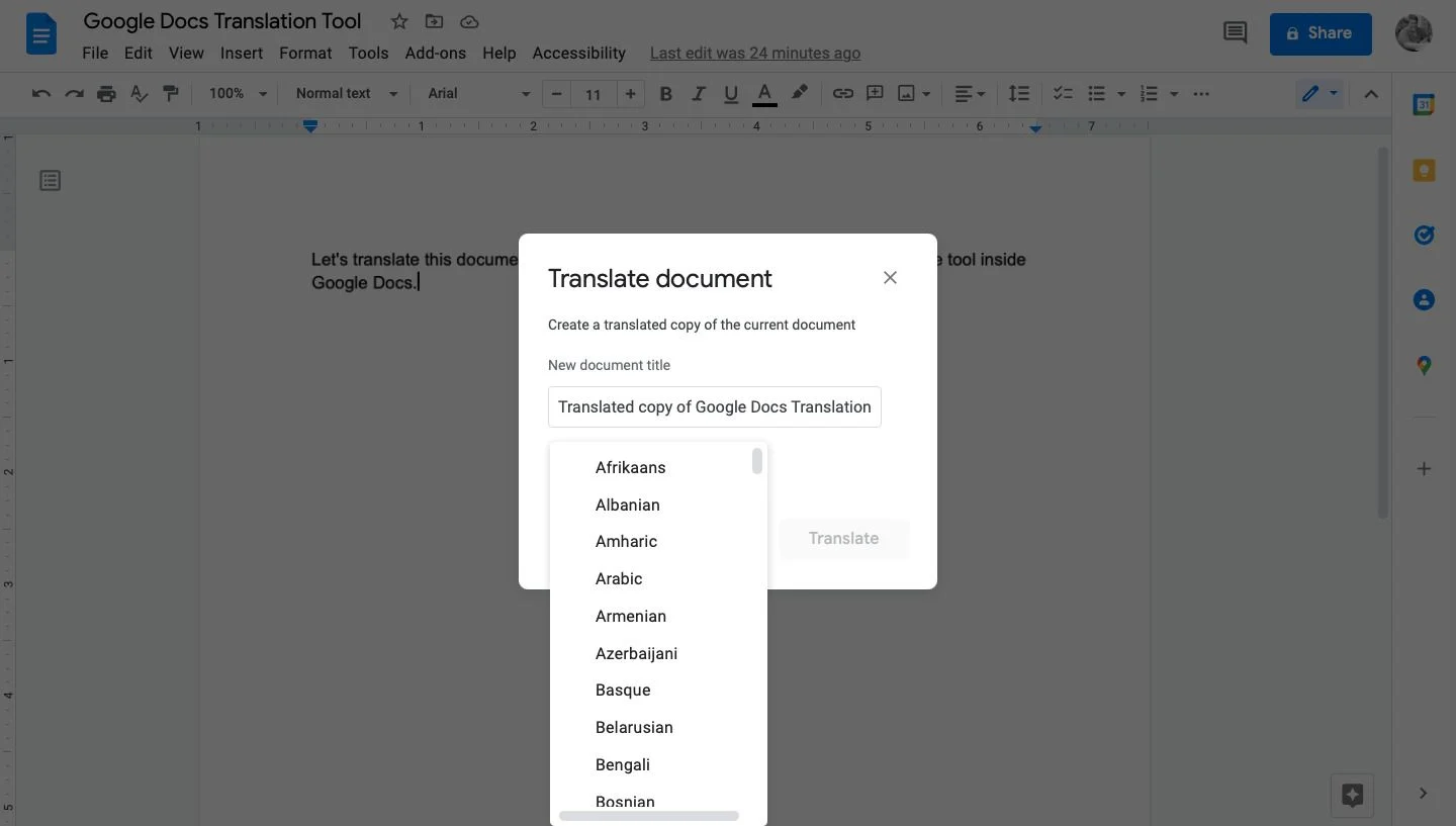 Come tradurre rapidamente un documento in Google Documenti