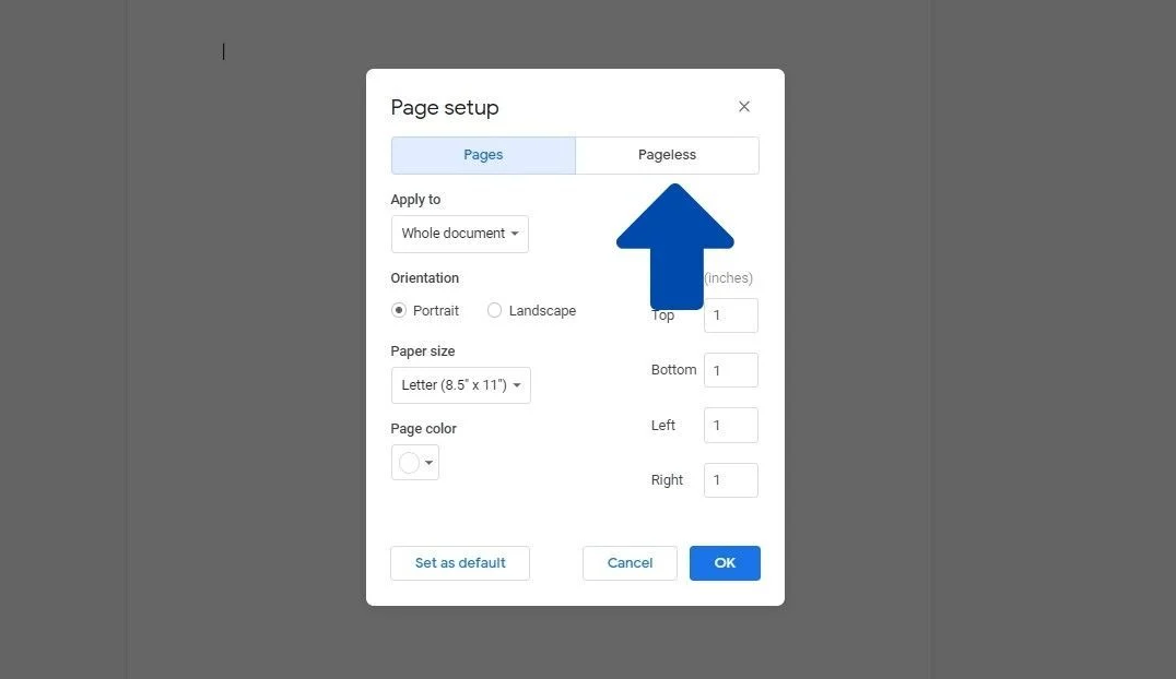 Come rendere i documenti senza pagina in Google Documenti
