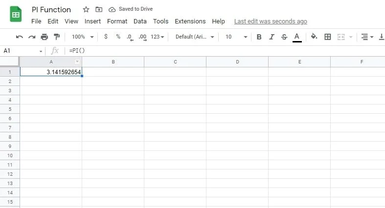 Come utilizzare la funzione PI in Fogli Google