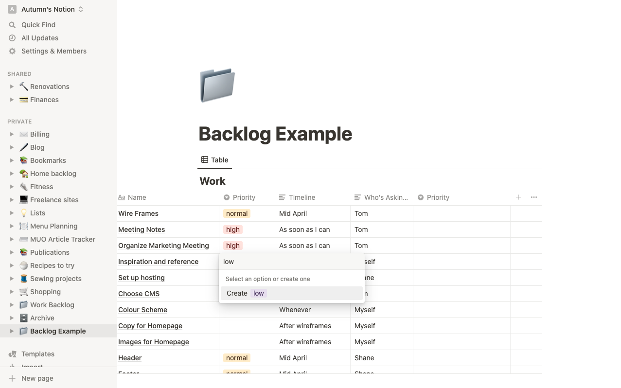 Come tenere traccia delle attività utilizzando un backlog in nozione