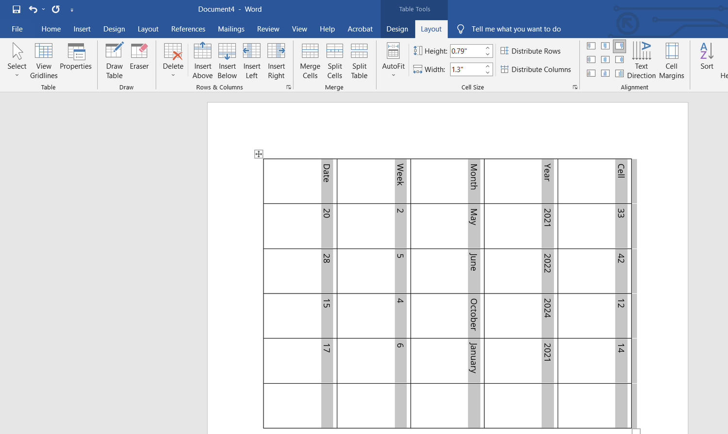 Come ruotare una tabella in Microsoft Word