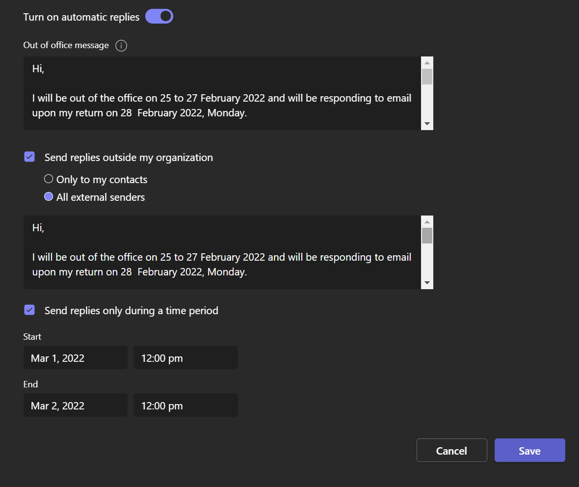 Come impostare lo stato di Fuori sede in Microsoft Teams