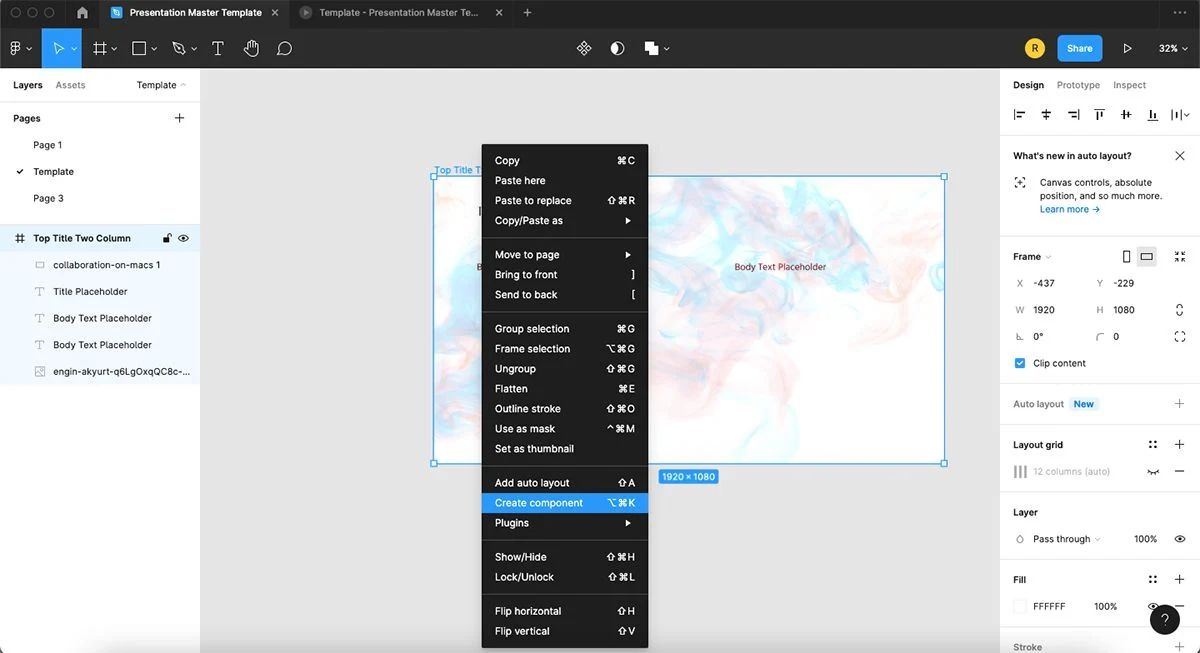 Come creare modelli master per presentazioni in Figma