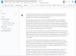 Come funzionano i nuovi riepiloghi generati automaticamente di Google Documenti?
