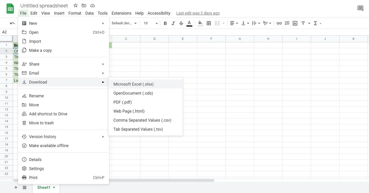Come aprire fogli di calcolo di Google Con Microsoft Excel