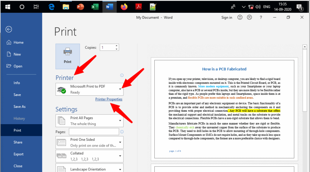 Come stampare documenti in bianco e nero in Microsoft Word