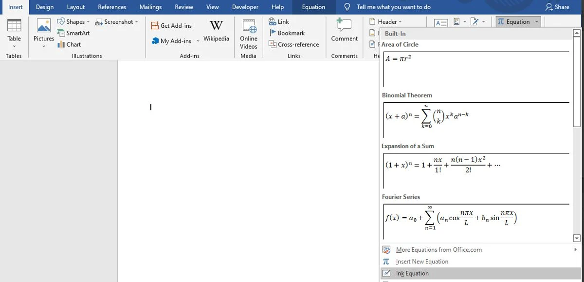 Come scrivere equazioni matematiche in Office 2016