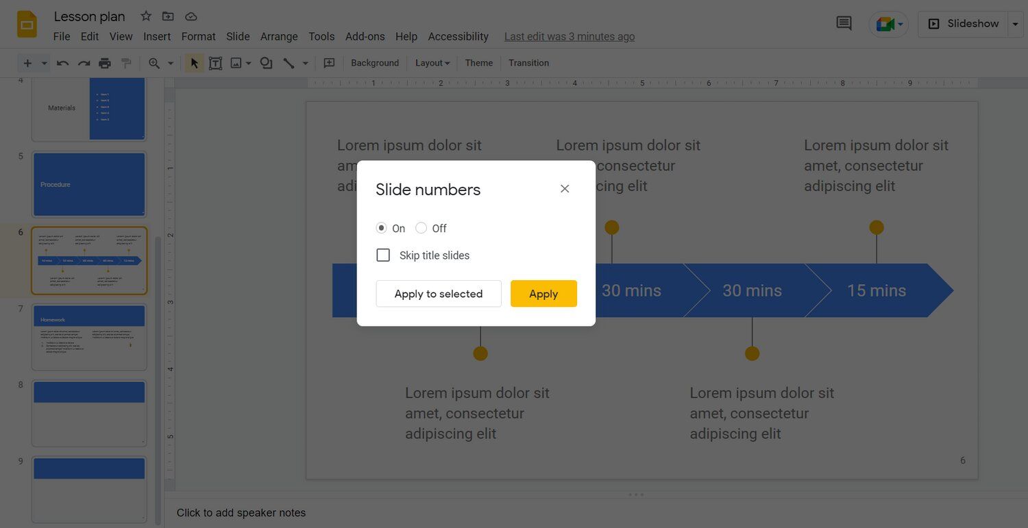 Come aggiungere o rimuovere numeri di presentazione in Presentazioni Google
