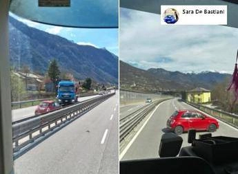 auto contromano sulla valsugana camionista mette di traverso il suo tir e la blocca 2