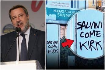 Genova, sui muri la scritta “Salvini come Kirk”. Il vicepremier: “Non ho paura”