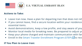 ‘Abbandonate l’Iran’. Il messaggio dell’ambasciata Usa, attacco imminente?