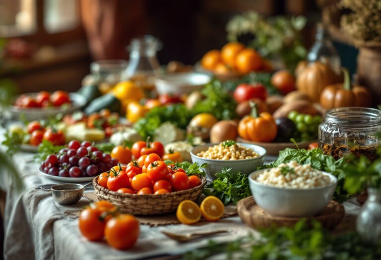 Piatto tipico della dieta mediterranea con ingredienti freschi