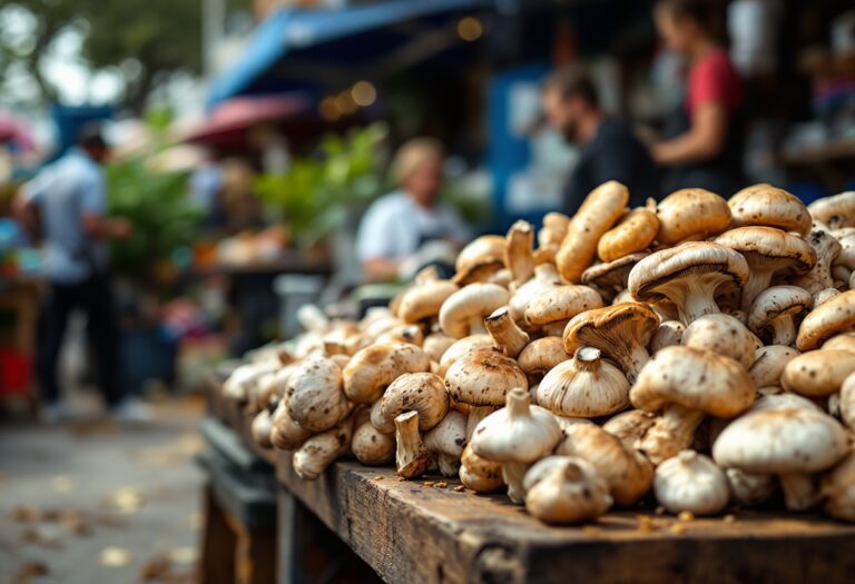 Funghi freschi su un tavolo per una dieta sana